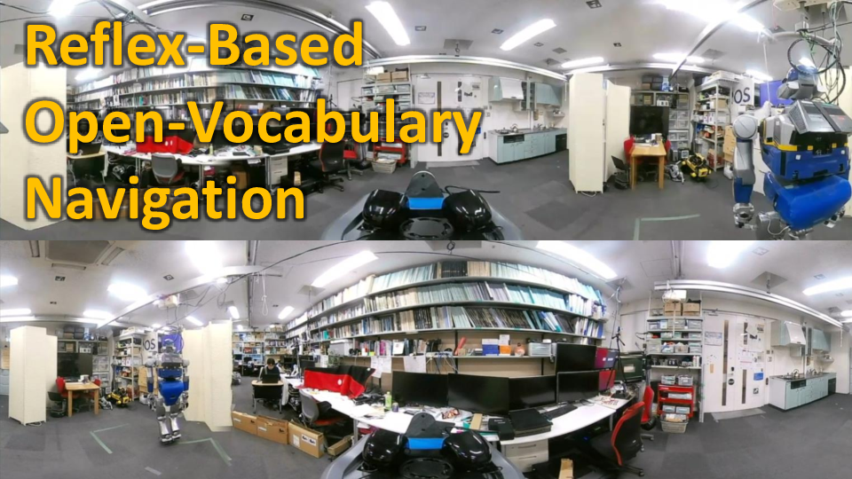 Reflex-Based Open-Vocabulary Navigation without Prior Knowledge Using Omnidirectional Camera and Multiple Vision-Language Models
